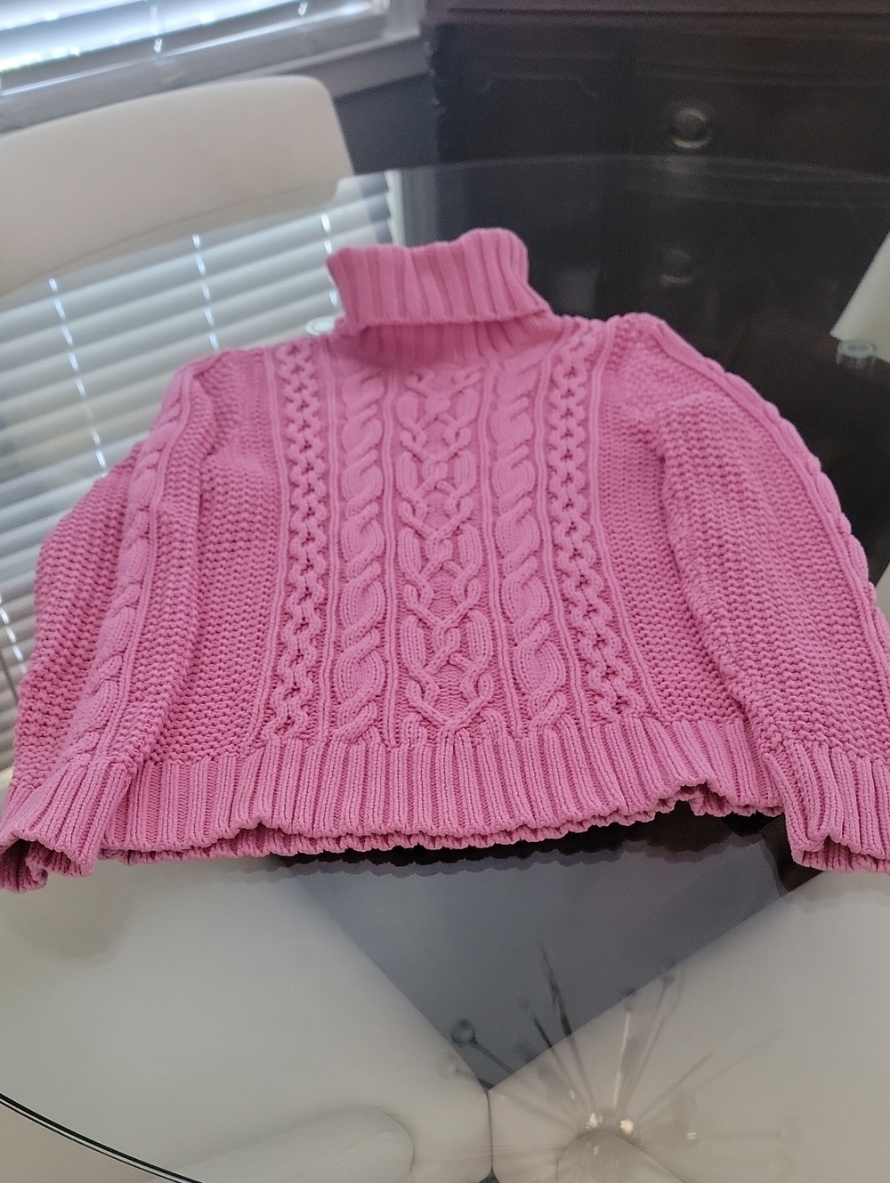Ralph Lauren Pink Cable-Knit Turtleneck Sweater